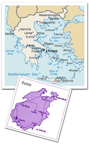 Maps of Paros, Greece